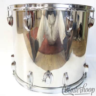 *Ludwig 18x16"Stainless Steel Floor Tom Drum Vintage 80s Blue/Olive Badge Bonham image 7