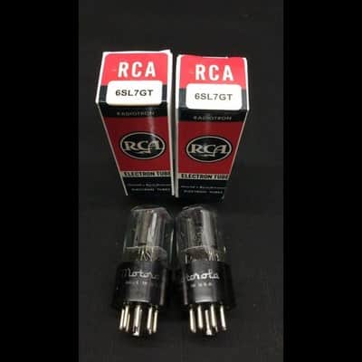 MATCHED PAIR RCA (Moto Label) 6SL7GT Black Plate D Getter VACUUM TUBES K.9695 image 1