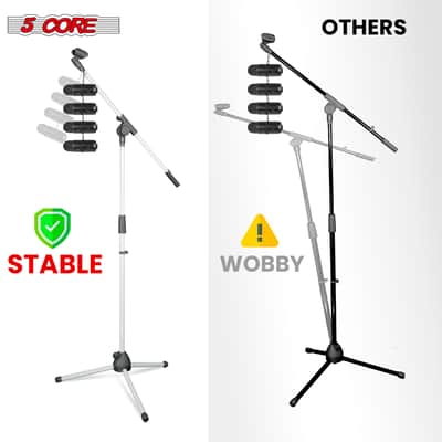 5 Core Mic Stand Floor 4Pc Adjustable 72" Tripod Microphone Stands w Telescoping Boom Arm Bild 9