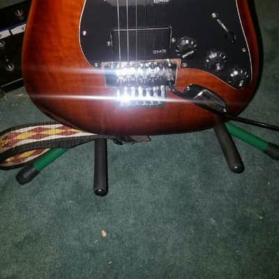 Fender Strat Locking Trem Neck Thru Burl Top Trans Cherry Brust image 4