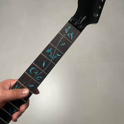 Reverse headstock floyd rose nut stainless steel 24 frets Maple guitar neck hole 10mm Lock nut Satin ibanez Rosewood fingerboard Blue Tree of Life inlay image 7