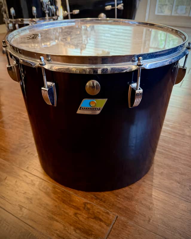 Ludwig 16" Concert Tom 1970's  - Black Cortex image 1