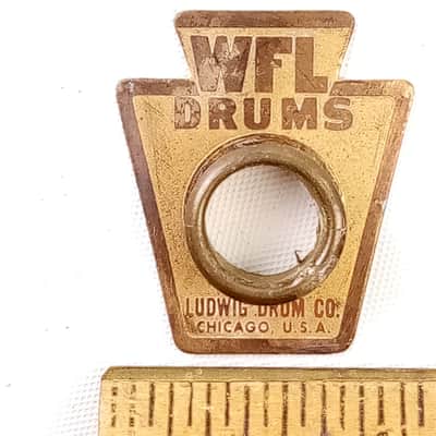 *WFL Drums Brass Keystone Badge Ludwig Vintage 50s 1955-1958 Chicago +OG Grommet image 1