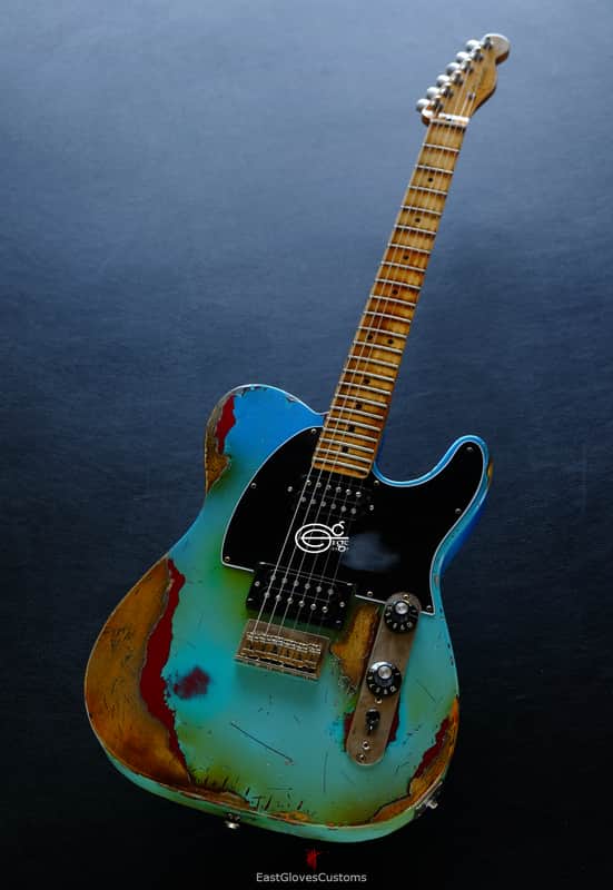 Fender Telecaster Blacktop HH Daphne Blue/Pelham Blue Heavy Aged Relic image 1
