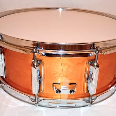 FRANKEN SNARE DRUM (C VIDEO) BIRCH HYBRID RECYCLED PARTS  - AMBER LACQUER - FREE SHIP TO C-USA! image 4