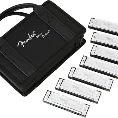 Fender Blues Deluxe Harmonica Pack of 7 with Case image 1