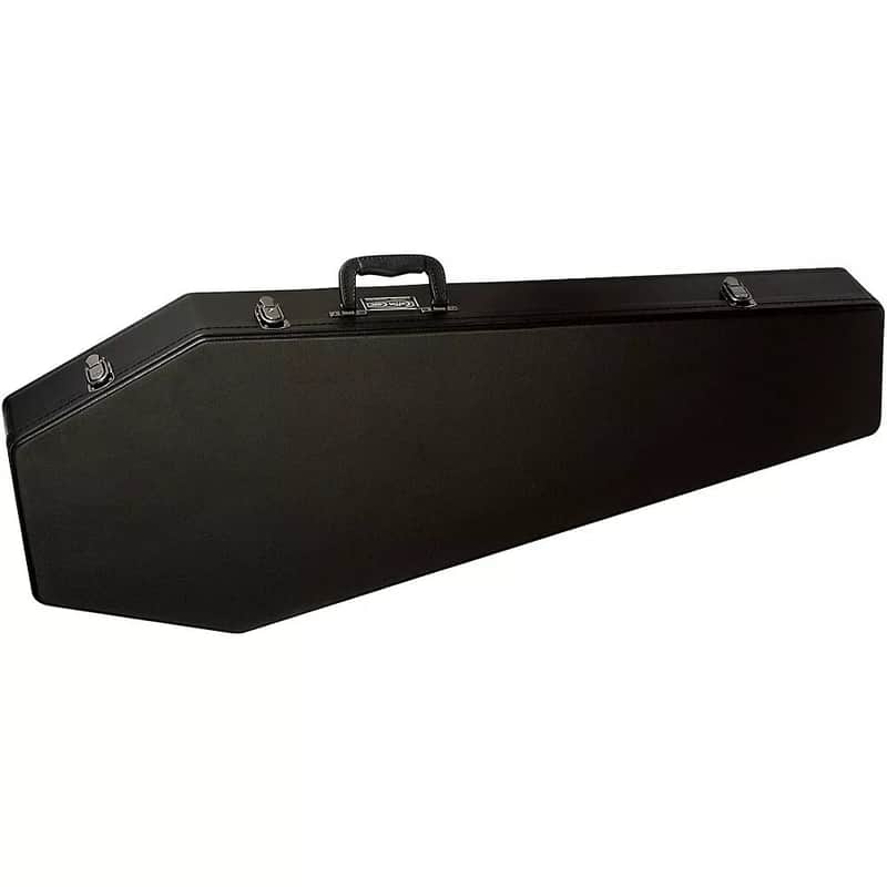 Coffin Shaped Universal Guitar Case | Black Exterior with Red Velvet Interior | Fits All Standard Electric Guitars image 1