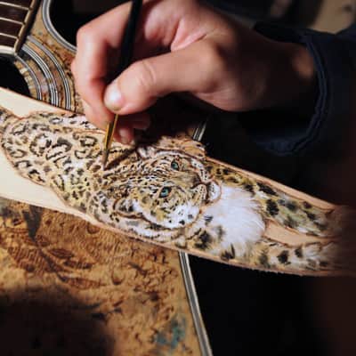 Burny Black custom guitar strap _ snow leopard black made to order - oil image 10