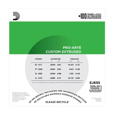 D'Addario EJ65S Pro-Arte Custom Extruded Ukulele, Soprano Ukulele Strings image 3