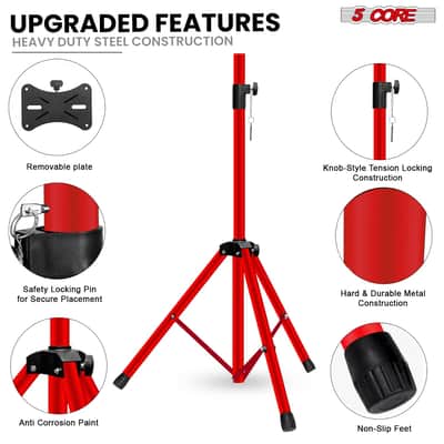 5 Core Speaker Stand Pair Height Adjustable 36" Heavy Duty PA DJ Tripod Studio Monitor Stands image 7