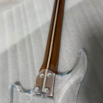 24frets 5 piece neck Blue Fade Headless Acrylic Electric Guitar body c Outline image 1
