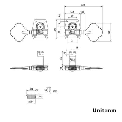 Bass Tuners Machine Heads Black image 2