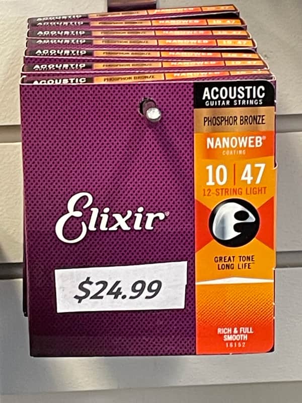 Elixir 12 String Nanoweb Light 10/47 - Phosphor Bronze image 1