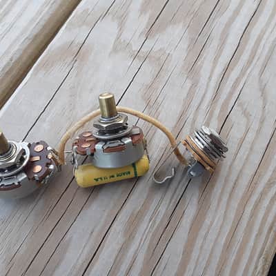 1959 set Fender Duo Sonic Precision Telecaster Musicmaster guitar bass pots harness jack image 1
