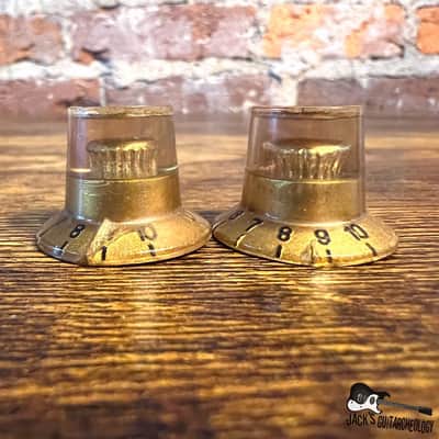 Teisco / Matsumoku 'V' & 'T' Witch Hat Knob Set (1960s - Gold) image 4