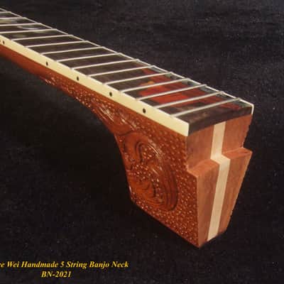 Handcrafted 5 String Banjo Neck, Solid Mahogany & Hard Maple CowBoy Inlay, Heel Carved, Bruce Wei BN-2021 image 5
