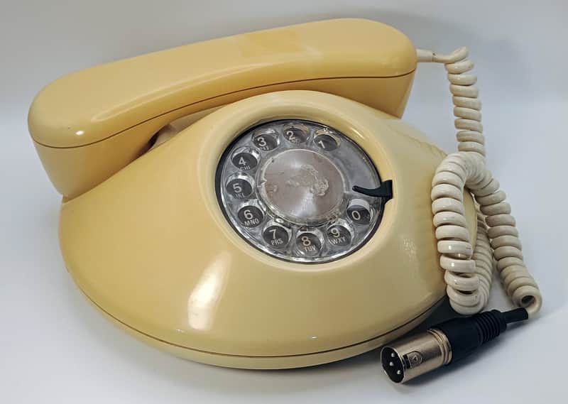 Custom Lo-Fi Telephone Microphone - NT Dawn ‘Pancake’ 1970’s Phone Mic - Beige w/ Base image 1