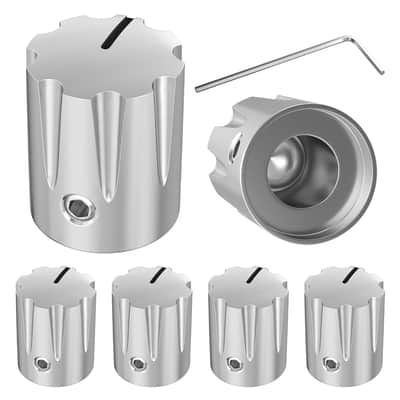 Metal Guitar Pedal Knob 1/4" Shaft Potentiometer Knob Silver Amplifier Control Knob with Set Screw Replacement for Electric Guitar Effect Pedal -6pcs image 1