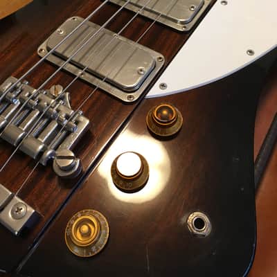 Greco TB 750 Thunderbird bass 1990 Tobacco burst classic MIJ with original leather gigbag image 3
