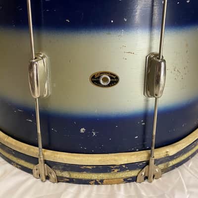 Slingerland Swingster Ensemble 22x12 Bass Drum and 14x5.5 Student Model Radio King 1955-1959 Blue/silver duco image 13