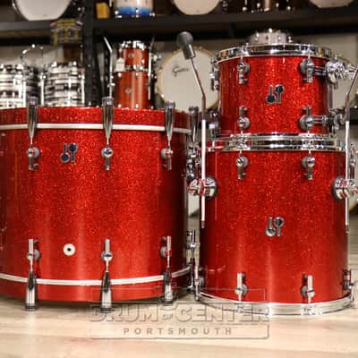 Sonor SQ2 3pc Medium Maple Drum Set - Red Sparkle High Gloss w/Fiery Red Interior image 8