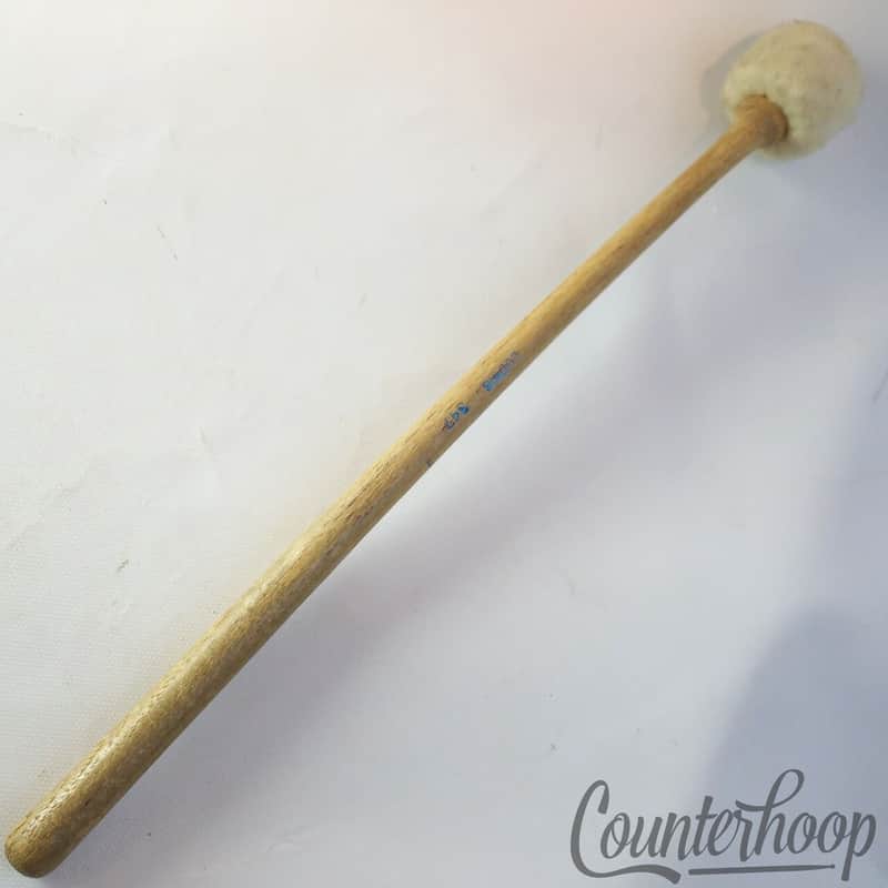 Ludwig#347 Marching Bass Drum Mallet Wood Handle Blue Ink White Felt Vintage 60s image 1