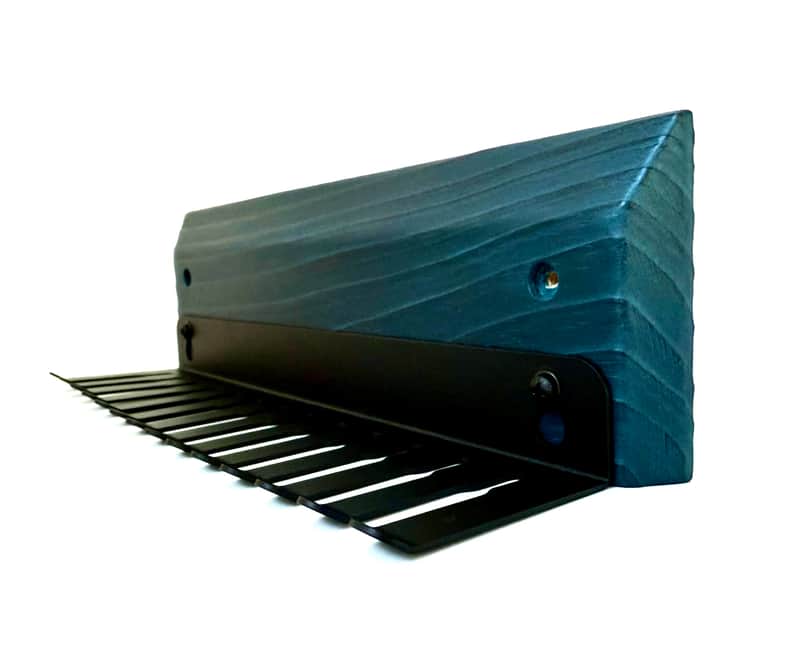 Handmade Wall Mounted Cable Hanger - Fire Sculpted Wood Rack - Velvet Teal Burnout 12" image 1