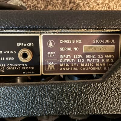 Music Man HD One Thirty 2-Channel 130-Watt Guitar Amp Head 1974 - 1979 - Black image 8