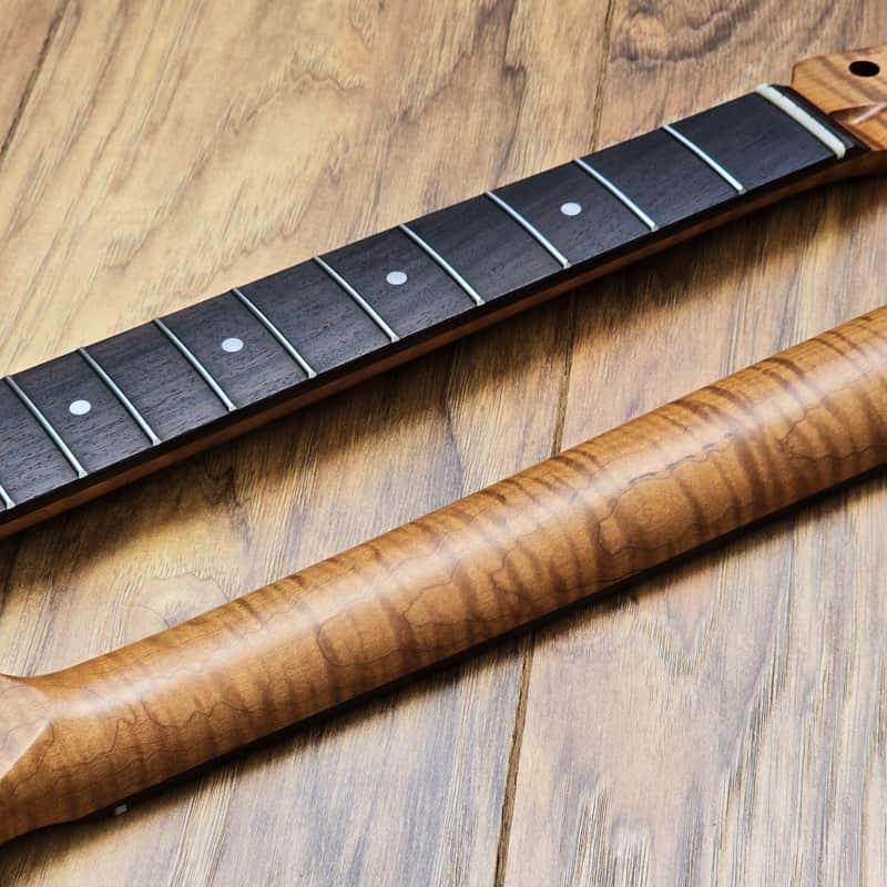 Telecaster Compatible Roasted Flame Maple and Rosewood Guitar Neck Satin image 1