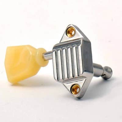 6 Kluson 3+3 Nickel Waffleback Vintage Tuners 18:1, Keystone Pearl buttons image 3