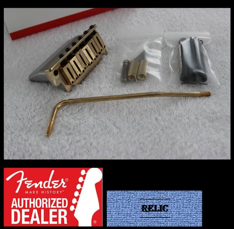 Fender Aged/Relic Gold American Series Stratocaster Tremolo Bridge Assembly - 099-2050-200 image 1