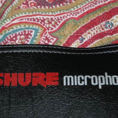 lightly used very clean 1980s Shure microphone pouch, outer areas are black vinyl with a very light reptile texture/appearance & one area has a red & silver graphic / inside is black / black zipper (NO microphone) 10 inches W, 4 & 1/2 inches H image 3