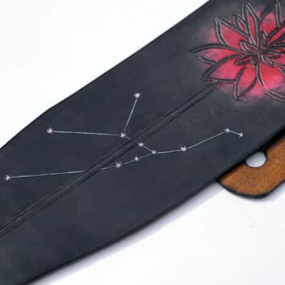 burnyblack custom made guitar strap - dreamy red black/red image 9