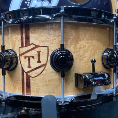 Tris Imboden's, Chicago, "T.I. Monogram" DW - 6.5x14" Custom, Exotic Bubinga-Maple, 10-Lug Snare Drum, w/Case. Signed. 1 of 1! image 15