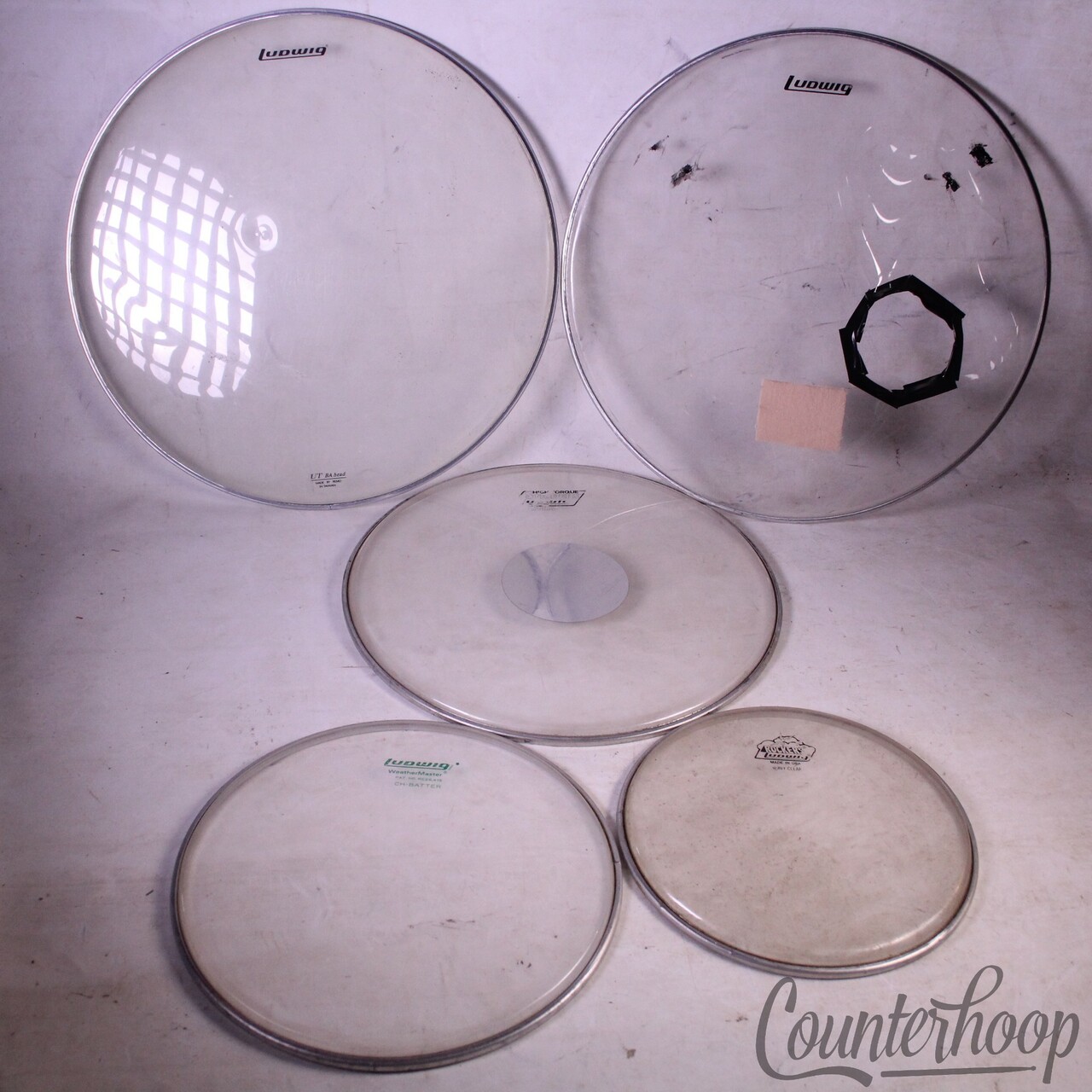 Ludwig Clear Drum Heads Pack/Set 2x 18"+15,12,10 Bass Batter/Resonant, Floor Tom — main photograph