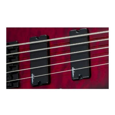 Jackson JS Series 5-String Concert Bass JS3VQ, Transparent Red Burst, Amaranth Fingerboard image 9