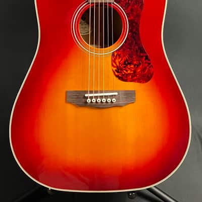 Guild D-140 Dreadnought Acoustic Guitar Cherry Sunburst Finish image 1