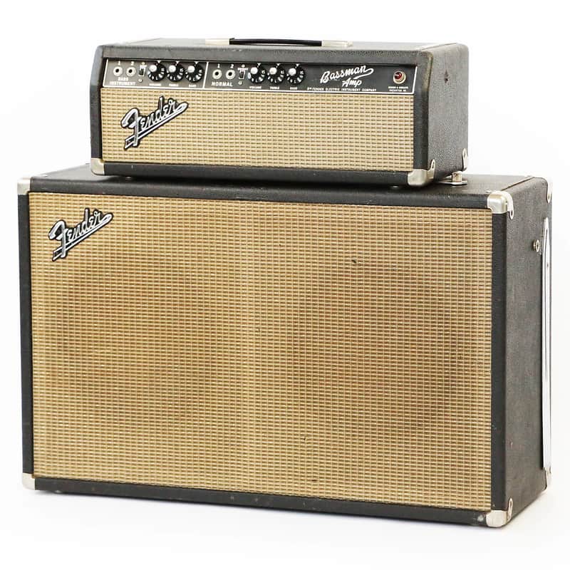 Fender Black Panel Bassman 2-Channel 50-Watt 2x12" Piggyback Guitar Amp 1964 - 1966 image 1