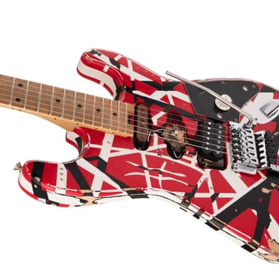 EVH Striped Series Frankie Electric Guitar. Red/White/Black Relic image 12