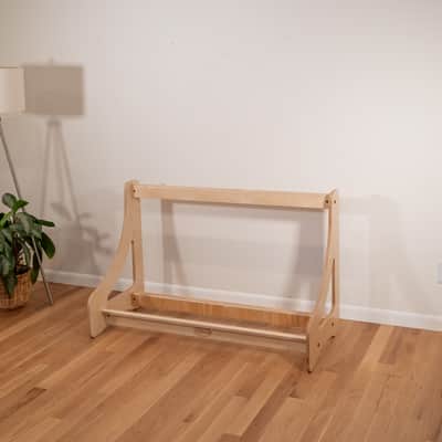 "Case Place" single level storage rack for acoustic, electric, bass, and other instrument cases NATURAL image 2