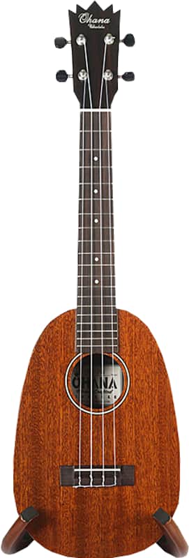 Ohana PK-25G all Solid Mahogany Gloss Soprano Pineapple Ukulele + Gig Bag -Demo image 1