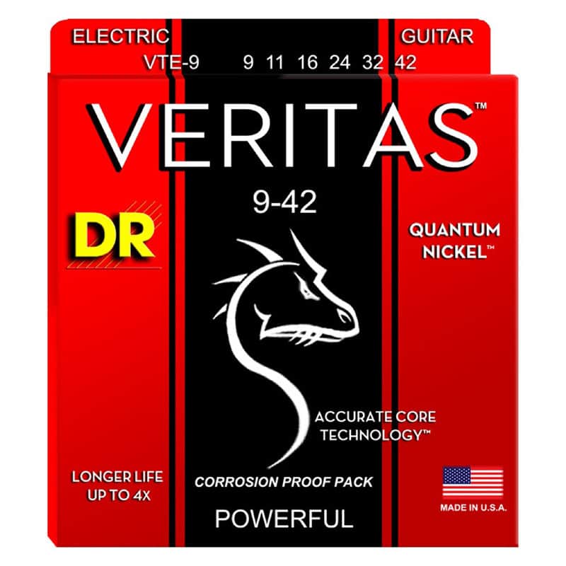 DR Strings VTE-9 Veritas Uncoated Nickel Plated Light Electric Guitar Strings 09-42 image 1
