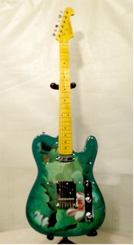 Bullfighter D133 - TL Series Electric Guitar - Lotus/Dark Green Color with Flower Graphic image 1