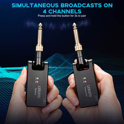 LEKATO  WS-100 2.4G 4 Channels Wireless Guitar Transmitter Receiver System with Charging Box image 5