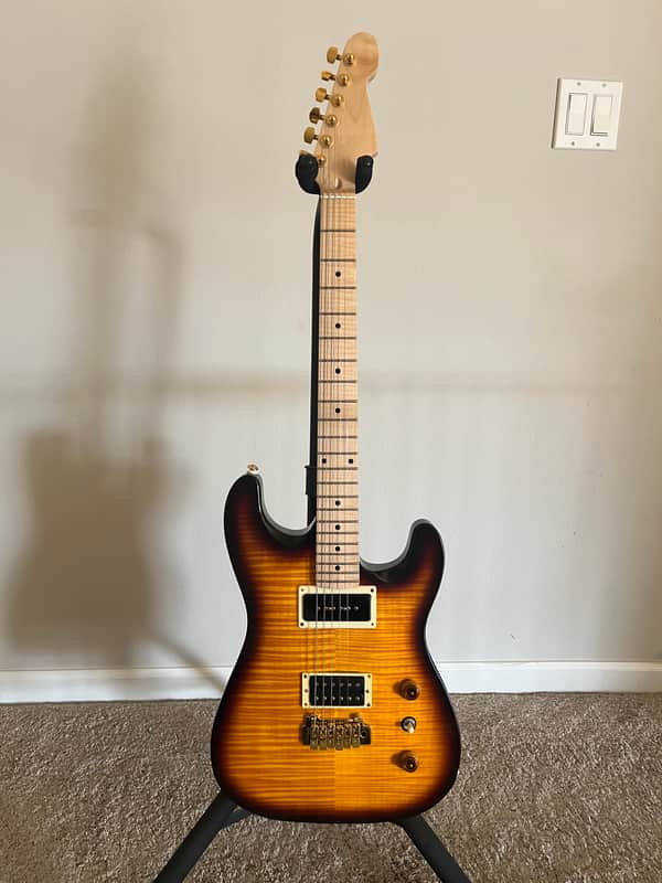 Guitar Fetish Carve top strat 2021 Sunburst flame top image 1