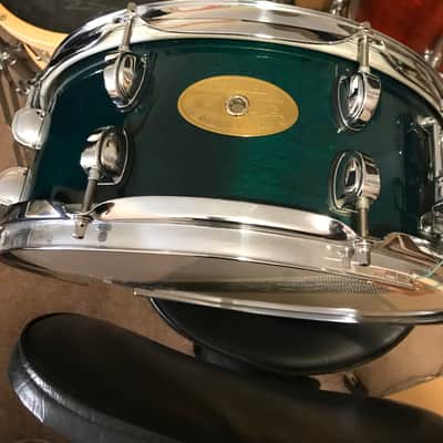 Premier Artist Maple snare drum 1990’s Dark green stain image 1