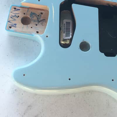 Lefty Fender Jagstang Sonic Blue 24” Short Scale Solid Guitar Body NOS Relic Custom Luthier Project image 3