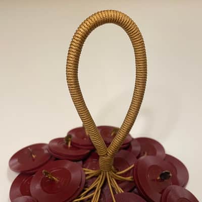 Upcycled Percussion - Poker Chip Hand Rattle / Shaker - Maroon & Gold image 2