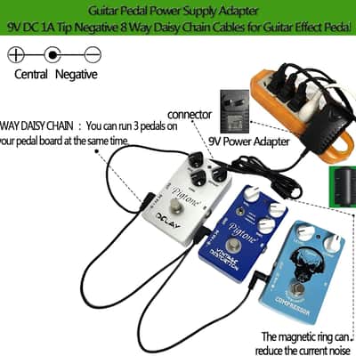 Guitar Pedal Power Supply Adapter 9V DC 1A Tip Negative 3 Way Daisy Chain Cables for Guitar Effect Pedal(Tip Negative) image 3