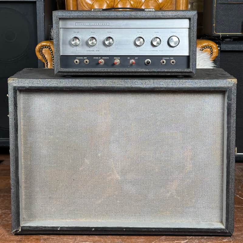 1964 Silvertone 1483 Vintage Tube Amplifier Head & 1x15 Jensen Cabinet Electric Guitar Piggyback Set! image 1
